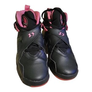 Jordan Kids Black and Pink Sneakers